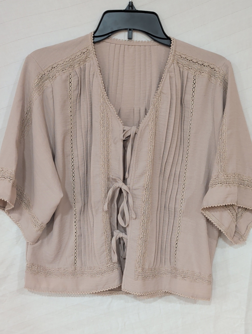 Adrianna Papell Blush Lace-Trim Tie-Front Tunic Size L-XL